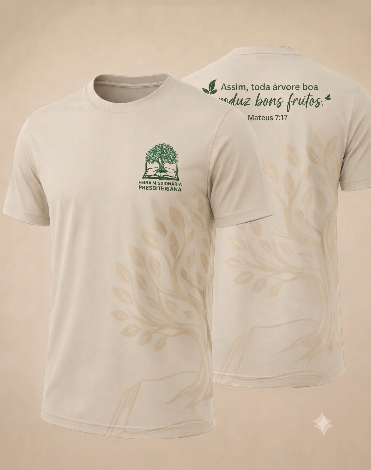 Camisa Bege Areia Elegance - frente e costas
